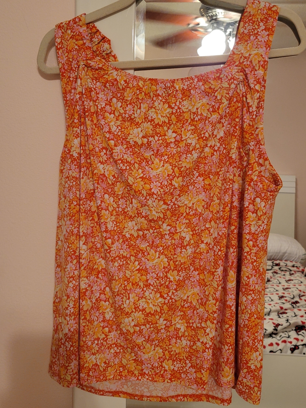 Gilli Orange Pink Floral Sleeveless Tank Top - Picture 2 of 5
